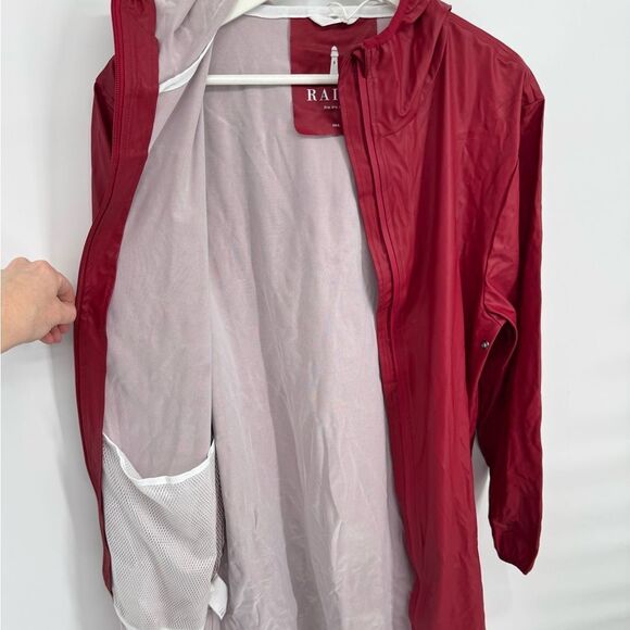 Rains Base Jacket Unisex‎ Red Full Zip Hooded Long Sleeve Waterproof XS/S - Picture 6 of 13